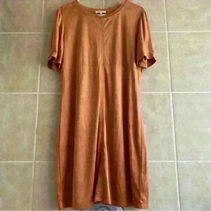 Another Love Demi Suede Seam Dress Burnt Orange Maple Size Large 10-12